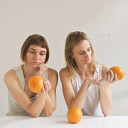 Elina Brotherus, Orange Event, 2017, photograph.
After Bengt af Klintberg, Orange Event Number 16 (for Åke Hodell), 1963–1966. Regard two or three oranges for a long time.

