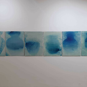 Leila Mirzakhani, Mille vasi silenziosi e parlanti, acrilico
su legno, 63x61 cm cad., 2019.