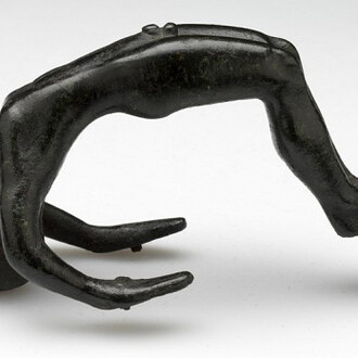 Unknown artist, Etruscan, Acrobat (probably the handle of a cista lid), 4th century BCE-3rd century BCE
Bronze, 8.3 x 3.5 cm (3 1/4 x 1 3/8 inches), Gift of Mrs. Celia Robinson Stillwell 85.107.1