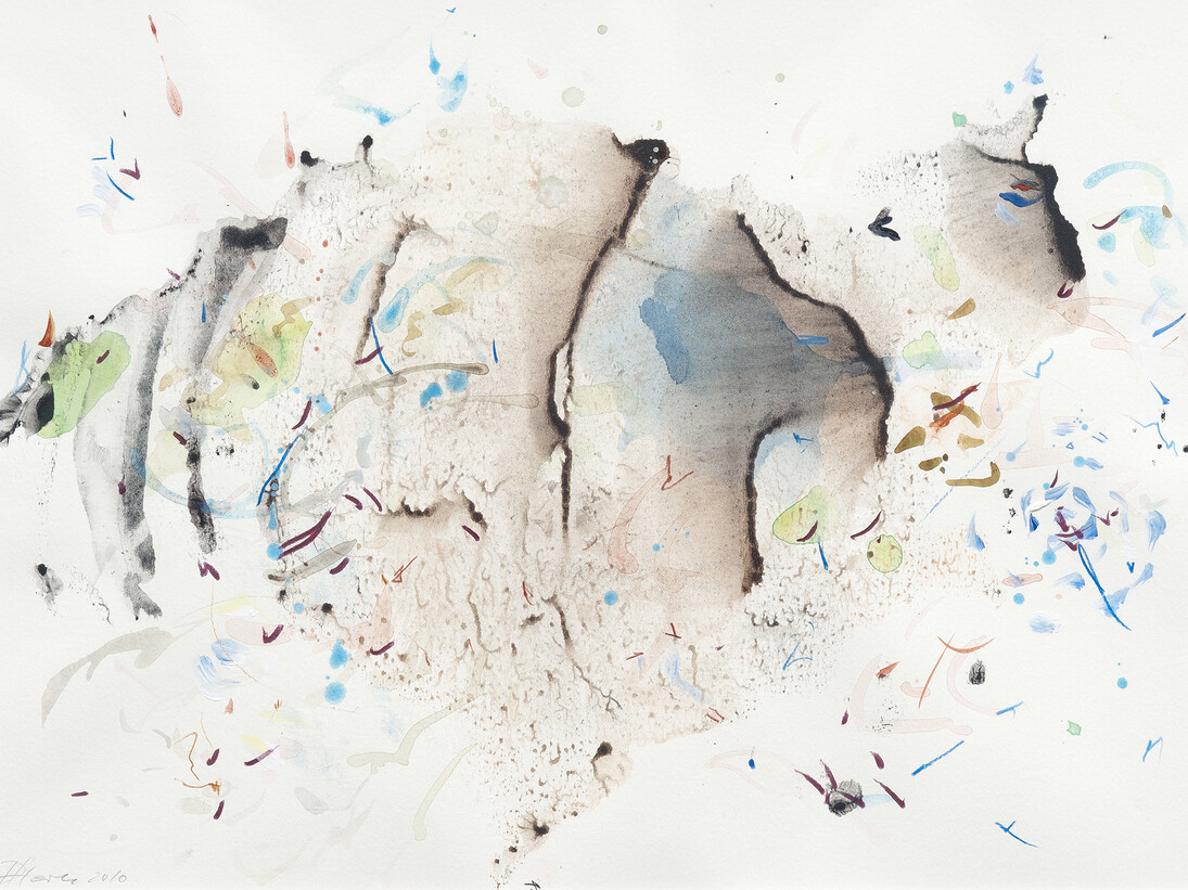 Rebecca Horn, Sans titre, 2010_Acrylique sur papier, 30 x 40 cm © Courtesy Galerie Lelong Paris , Photo Fabrice Gibert