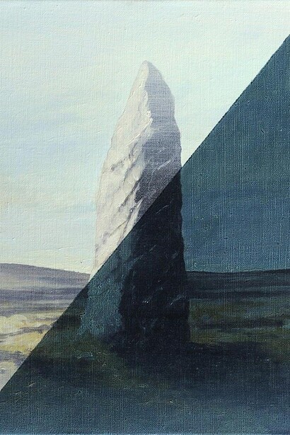 Edouard Wolton, Menhir jour/nuit, 2013, acrylic and oil on canvas, 33 x 41 cm, Courtesy Galerie Les filles du calvaire