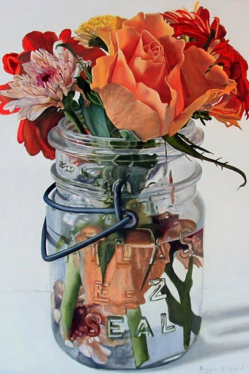 Peggie Blizard, Yellow Roses (detail), oil on panel, 24x18". Courtesy of the artist and George Billis Gallery