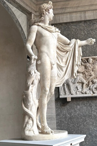 The Marble Statue of Apollo Belvedere, housed in the Vatican Museums in Vatican City, Italy, is a renowned classical sculpture celebrated for its idealized depiction of Apollo’s beauty, grace, and divine power