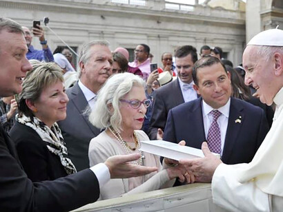 On Oct. 30, Pave the Way facilitated Sandra Gering in presenting this gift to Pope Francis