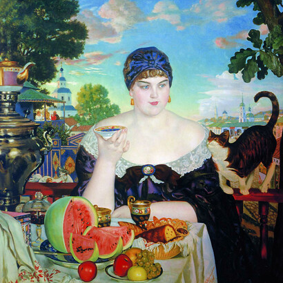 Boris Kustodiev, *The Merchantʼs Wife at Tea*, 1918