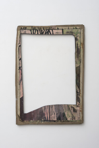 Gianni Politi, How to master fear (Merda mia)_ 162x109.5cm_ 63x43in _paint on canvas and wood_ courtesy of Galleria Lorcan o'Neill.