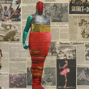 Just Talk About AIDS 2015, archival c-prints and thread, 48 x 60 inches, copyright Hunter Reynolds, Courtesy PPOW Gallery.