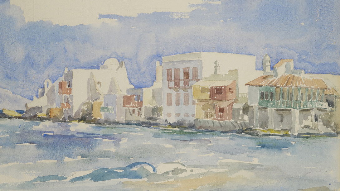 Dimitris Davis, Mykonos, 1961, Watercolor, 33 x 47 cm