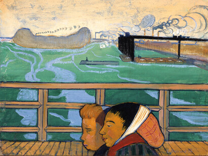 Emile Bernard, Vue du Pont d’Asnières, 1887, Huile sur toile, Brest, Musée des beaux-arts, © Collection : musée des beaux-arts de Brest métropole océane