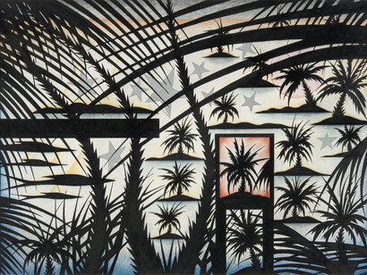 James Clover, Untitled 6, 22 x 33 in, mixed media on paper, 2013-14