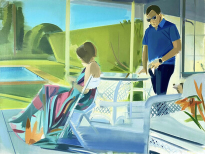 Carly Silverman, Long Weekend, 2023, oil on canvas, 36x48 inches, ©Carly Silverman. Courtesy of the artist and Black and White Gallery/Project Space