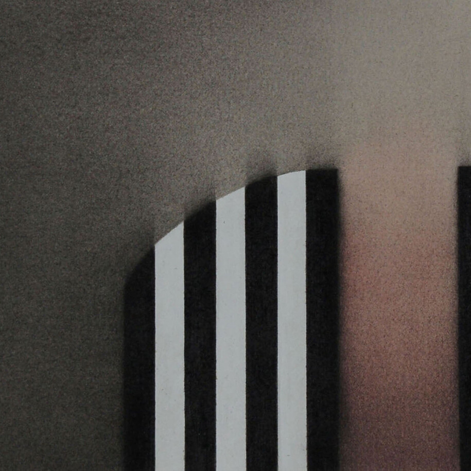 Pete Schulte, Arches and Aisles, 2013, graphite, white ink and pigment on paper, 8 x 8 inches