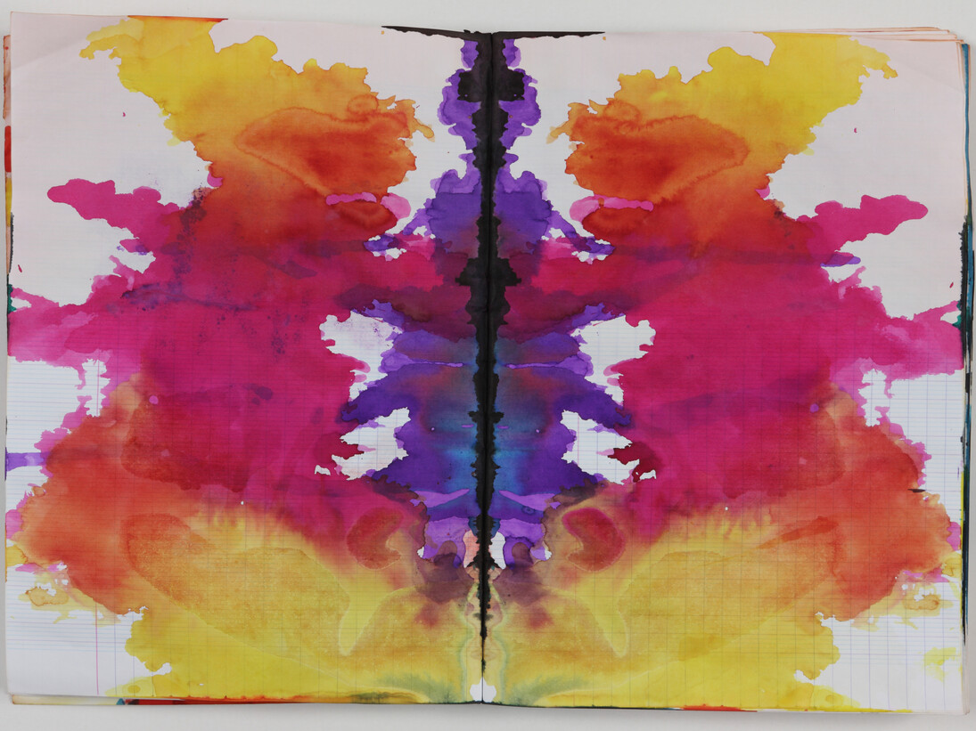 Sigmar Polke, German, 1941–2010, Untitled (Rorschach) (Ohne Titel (Rorschach)), c. 1999, Colored ink in bound notebook, 192 pages, each: 11 5⁄8 x 8 1⁄16″ (29.5 x 20.5 cm), Private Collection, Photo: Alistair Overbruck © 2014 Estate of Sigmar Polke/ Artists Rights Society (ARS), New York / VG Bild-Kunst, Bonn