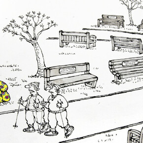 On The Edge: The Cartoon World of Ed Mclachlan. Courtesy of Chris Beetles Gallery 