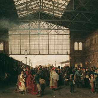 Karl Karger, Arrival of a train at Vienna Northwestern Station, 1875. Courtesy of Lower Belvedere
