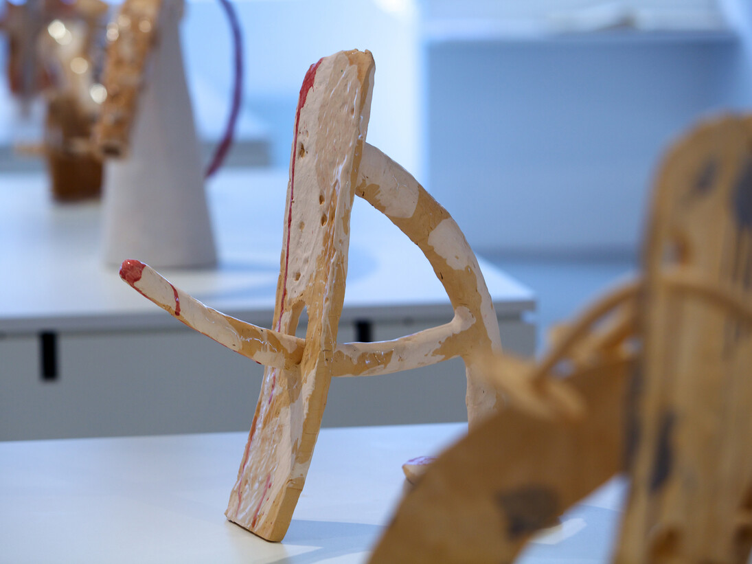Installation view of Bryan Illsley, 'Fun and Games' (2014) focus on 'Nosey', photo © Philip Sayer, courtesy of Marsden Woo Gallery, London