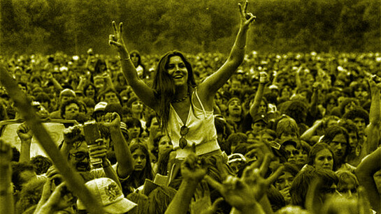 Crowd at the Woodstock festival in 1969