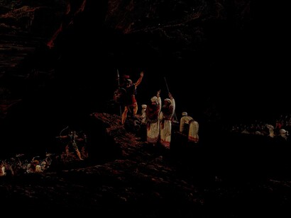 Detalle de «Josué ordenando al sol detenerse sobre Gabaón», John Martin