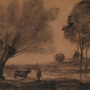 Jean-Baptiste-Camille Corot, Landscape with windswept trees, c. 1870. Courtesy of Jill Newhouse Gallery