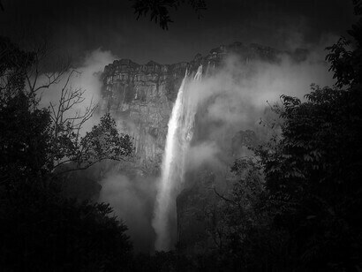 Angel Falls, tallest in the world, view from the forest. Photo by Ruth Robertson. Biblioteca Nacional de Venezuela Collection, Caracas
