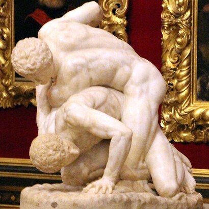 Lottatori, copia romana da un originale ellenistico di III sec. a. C. Uffizi, Firenze, Italia