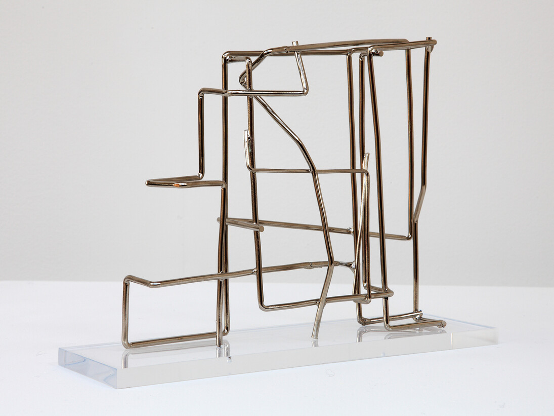 Jeff Lowe, Phoenix, 2014, Nickel coated steel, 8 5/8 x 6 3/4 x 2 in, courtesy of Flowers Gallery, London and New York