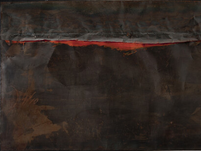 Alberto Burri, Ferro SP (Iron SP), 1961, Iron and oil on wood, 130 x 200 cm, Galleria nazionale d’arte moderna e contemporanea, Rome, © 2014 Artists Rights Society (ARS), New York/SIAE, Rome
Photo: Antonio Idini, Soprintendenza alla Galleria nazionale d’arte moderna e contemporanea, Courtesy Ministero per i Beni e le Attività Culturali
