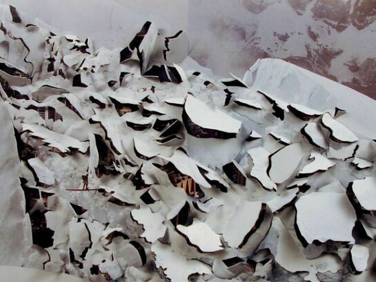Nicholas Hall, Untitled (glacier), 2013, Collage paper cut-out, 10” x 19.75”