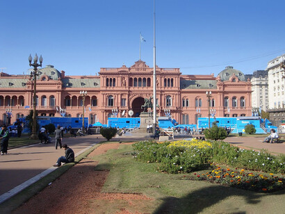 La Casa Rosada, sede del Poder Ejecutivo de la República Argentina, ubicada en el centro histórico de Buenos Aires, Argentina