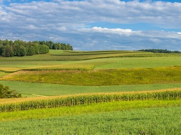 Extensos campos agrícolas que se extienden por el campo