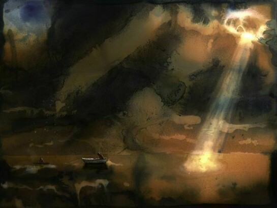 Alexis Rockman, Pi Adrift, 2009 Watercolor, ink, and gouache on paper 18 x 24 inches (45.7 x 61 cm)