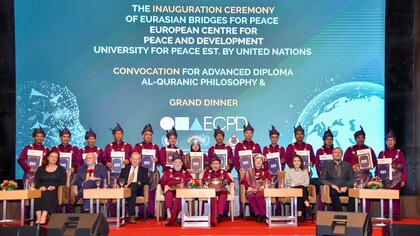 Back Row: Fourteen graduates. Front Row: Officers of the ECPD and at the center Professor Ljiljana Markovic ECPD Academic Director, Professor Dr. Jeffrey Levett and Outreach Professor 
Dato' Dr. Halo-N