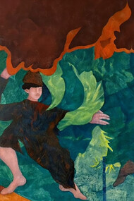 Agostino De Romanis, Shadows of Day and Night, oil on relined paper, 250 x 130 cm, 2003
