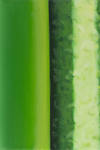 Ingo Baumgarten, Untitled (Green corner and pipe, Tonguidong, Seoul), 2013. Oil on canvas, 22 x 27 cm, courtesy of the artist and Hanmi Gallery