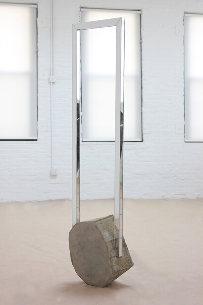 Jeff Feld, Things that can't be avoided at all costs, 2014, Wood, mirrored plexi, concrete, 56 x 13 x 7.5