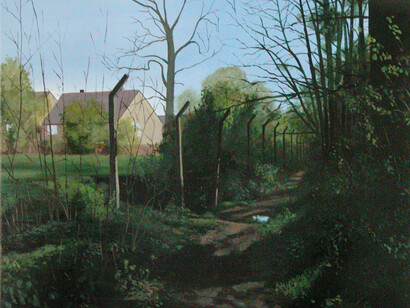 George Shaw, Scenes from the Passion: The Path on the Edge, 1997, Humbrol enamel on panel, h. 43 x w. 53 cm, © Royal College of Art