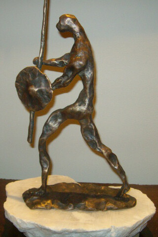 Guerriero primigenio, bronzo, fusione a cera persa, 33 x 20 x 15 cm