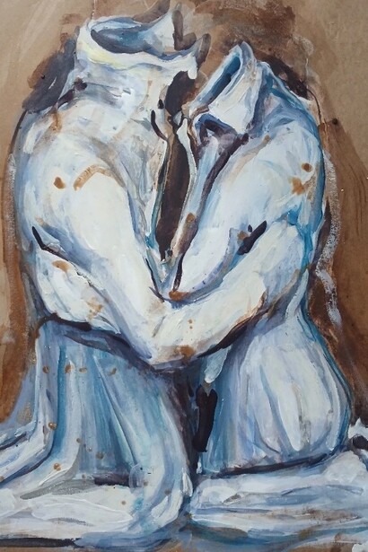 Igor Borozan,"Paso doble", anno 2024, tecnica mista su cartoncino Fabriano preparato