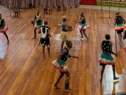 Dancers in traditional attire performing for the Bomas of Kenya audience