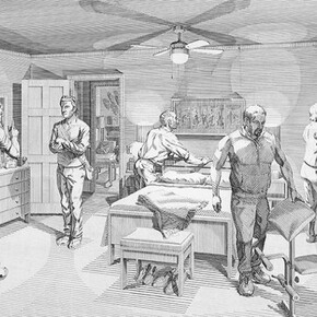 Andrew Raftery, Open House: Scene Five, (bedroom), 2008, copperplate engraving, 22 x 30 inches, edition of 10