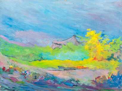 Paolo Salvati, La mimosa, olio su tavola, 43x58 cm, 1976