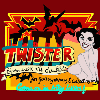 Giulia Maglionico, Titti Twister feat. Ghizzardi, 2021, acrilico su tela, 90 x 100cm. Courtesy of Galleria Bonioni Arte