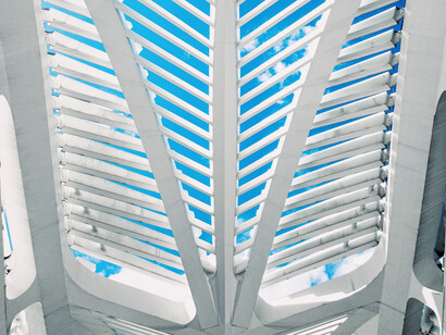 Emaranhado de ferros compõem o teto do Museu do Amanhã. A virtualização de museus é pensada para alcançar um público mais amplo e diverso, contemplando pessoas que não podem ter acesso ao espaço físico