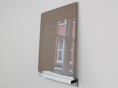 Pedro Cabrita Reis. Raw Canvas #3, 2014, raw canvas, acrylic on glass and aluminium, 102 x 73.5 x 14 cm, courtesy of the Artist and Sprovieri, London, Photograph by Sebastiano Pellion di Persano