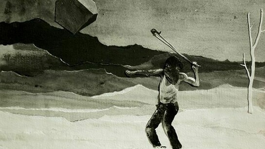 Andrea Mastrovito, Melancholia III, 2013, Acrilico e collage su tavola, Cm 20 x 30,
Courtesy Galleria Giuseppe Pero, Milano e Galerie Guy Bärtschi, Genève