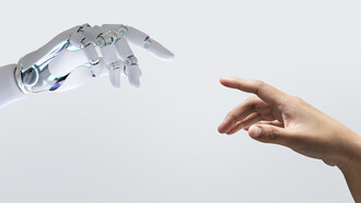 Human and robotic hands replicate Michelangelo's ''Creation of Adam''