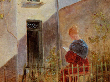 Carl Spitzweg, En el jardín de casa, c. 1835