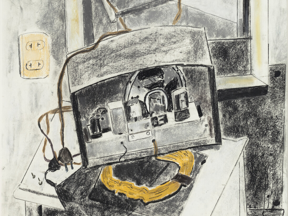 André Gregory, My Old Radio (detail), 2011, Charcoal on paper, 31 1/2 x 32 inches, 80 x 81.3 cm. Framed size: 35 1/2 x 35 1/4 inches, 90.2 x 89.5 cm