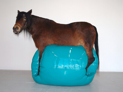 Soheila Sokhanvari Moje Sabz 2011 Taxidermy, Fibreglass, Jesmonite blob, automobile paint, 170 x 230 x 140 cm