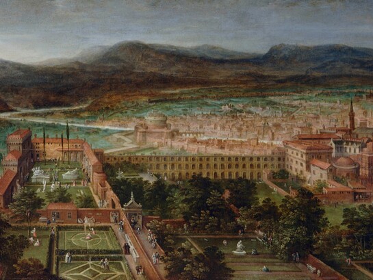 Hendrick van Cleve III, Veduta dei Giardini Vaticani e della Basilica di San Pietro, XVI secolo, Frits Lugt Collection